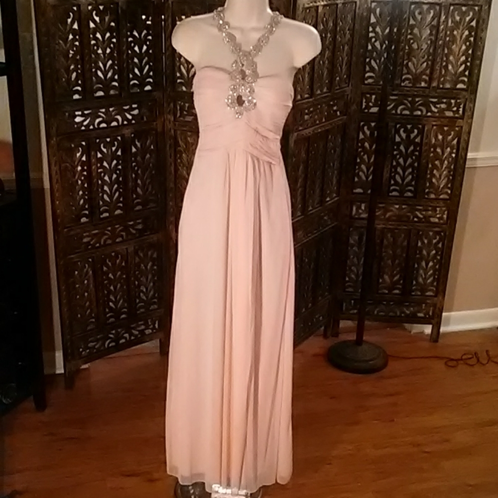 Light pink prom dress with rhinestones, size 5